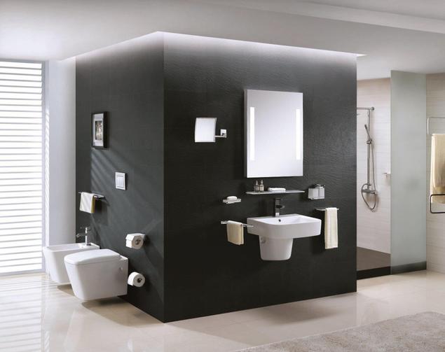 Nowoczesna łazienka jest wyposażona w atrakcyjne akcesoria łazienkowe